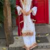 Elegant White Embroidered Kurta Sharara Set with Red Dupatta for women festive wear