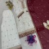 Elegant White Embroidered Kurta Sharara Set with Red Dupatta for women festive wear