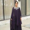Royal Plum Embroidered Kurta Sharara Set with Dupatta for women festive wear