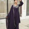 Royal Plum Embroidered Kurta Sharara Set with Dupatta for women festive wear