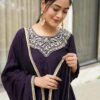 Royal Plum Embroidered Kurta Sharara Set with Dupatta for women festive wear