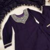 Royal Plum Embroidered Kurta Sharara Set with Dupatta for women festive wear
