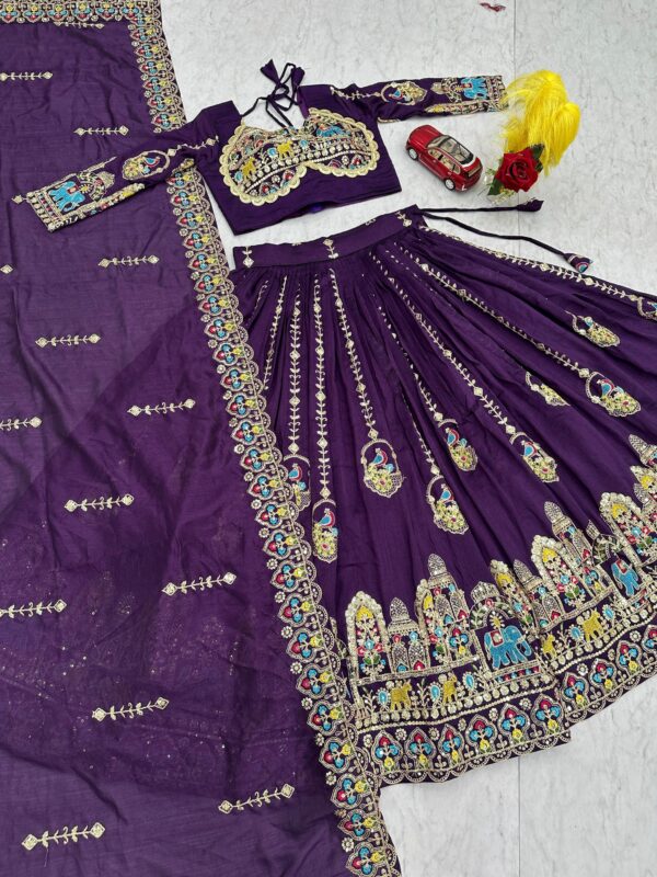 Royal Purple ready to wear Vichitra Silk Lehenga choli with sequins embroidery for women festive wear