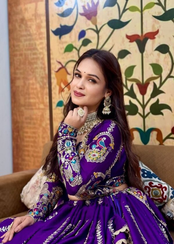 Royal Purple ready to wear Vichitra Silk Lehenga choli with sequins embroidery for women festive wear