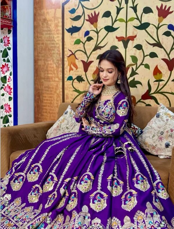 Royal Purple ready to wear Vichitra Silk Lehenga choli with sequins embroidery for women festive wear