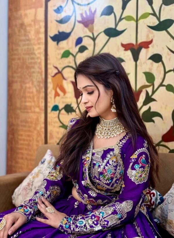 Royal Purple ready to wear Vichitra Silk Lehenga choli with sequins embroidery for women festive wear
