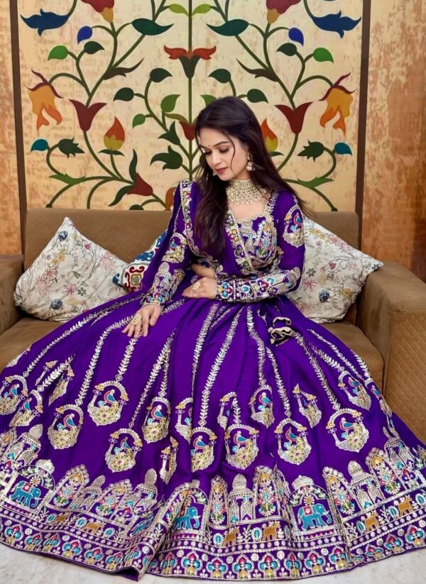Royal Purple ready to wear Vichitra Silk Lehenga choli with sequins embroidery for women festive wear