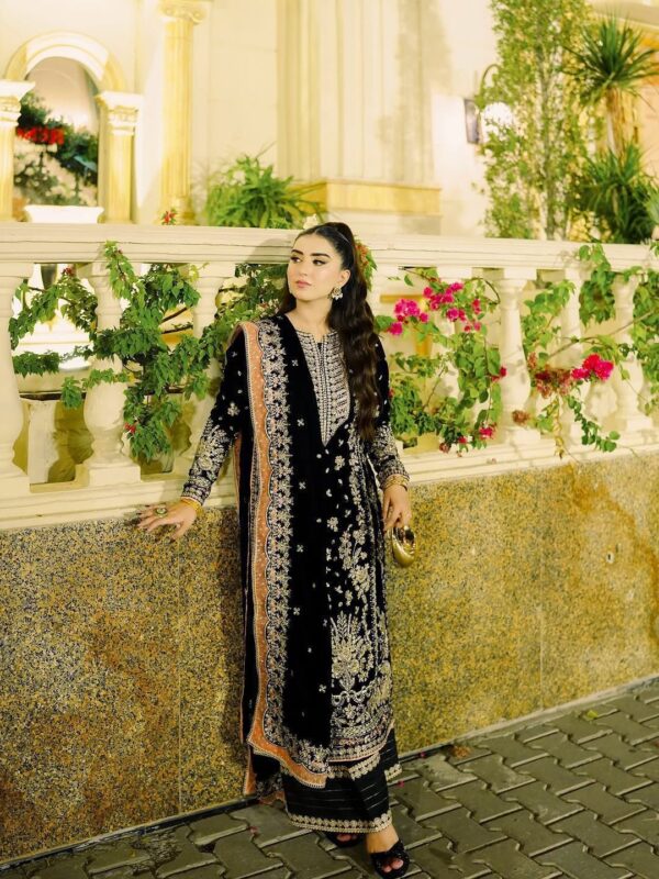 Elegant Black Gym Silk 5mm Sequence & Zari Embroidered Kurta Set with Dupatta for women festive wear