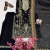 Elegant Black Gym Silk 5mm Sequence & Zari Embroidered Kurta Set with Dupatta for women festive wear