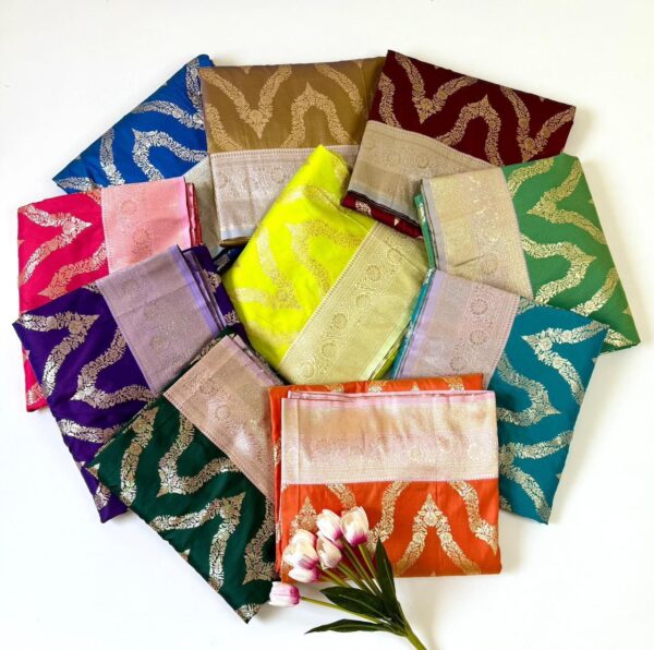 Premium Soft Silk Jacquard Weaving Saree with Contrast Blouse for women festive wear