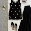 Elegant Black faux georgette top and Palazzo Set with Heavy Embroidery Dupatta Party Wear for women festive wear