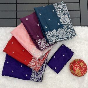 soft silk embroidered suit set with dupatta multi color collection for women for women festive wear