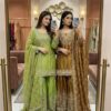 Lime Green Chinon Silk Sharara Set with Heavy Embroidery & Dupatta – Festive Wear for women festive wear