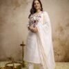 white embroidered straight suit with dupatta for women elegant festive ethnic wear for women festive wear