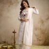 white embroidered straight suit with dupatta for women elegant festive ethnic wear for women festive wear
