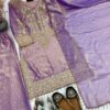 lavender chinon silk suit set with zari embroidery and dupatta for women festive wear for women festive wear