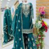 chinon silk sharara suit with heavy zari embroidery and dupatta for women party wear for women festive wear