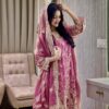 wine purple chinon silk sharara suit with heavy embroidery and dupatta for women wedding wear for women festive wear