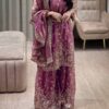 wine purple chinon silk sharara suit with heavy embroidery and dupatta for women wedding wear for women festive wear
