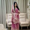 wine purple chinon silk sharara suit with heavy embroidery and dupatta for women wedding wear for women festive wear