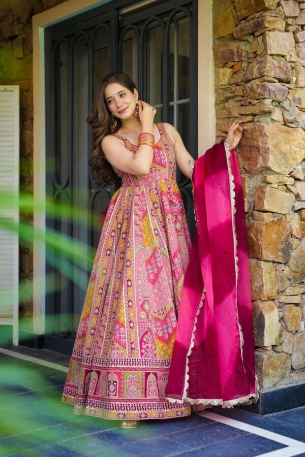 pink printed lehenga choli with dupatta for women festive wedding wear for women festive wear