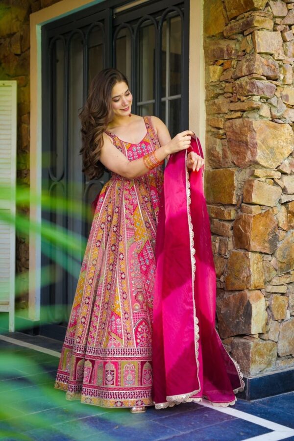 pink printed lehenga choli with dupatta for women festive wedding wear for women festive wear