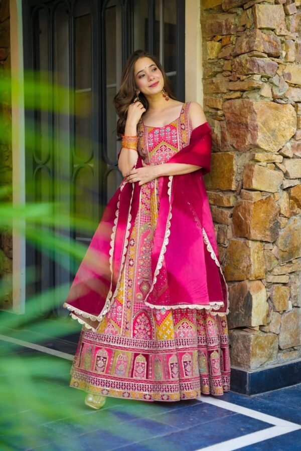 pink printed lehenga choli with dupatta for women festive wedding wear for women festive wear