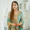 sea green embroidered sharara suit with dupatta for women wedding party wear for women festive wear