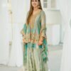 sea green embroidered sharara suit with dupatta for women wedding party wear for women festive wear