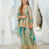 sea green embroidered sharara suit with dupatta for women wedding party wear for women festive wear