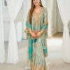 sea green embroidered sharara suit with dupatta for women wedding party wear for women festive wear