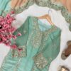 sea green embroidered sharara suit with dupatta for women wedding party wear for women festive wear