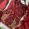 wine and cream embroidered sharara suit with dupatta for women wedding festive wear for women festive wear