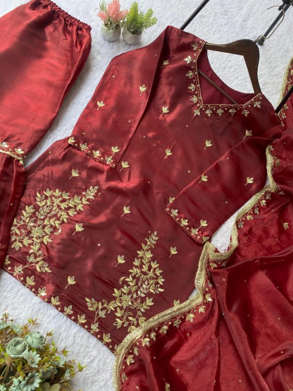 wine and cream embroidered sharara suit with dupatta for women wedding festive wear for women festive wear