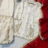 wine and cream embroidered sharara suit with dupatta for women wedding festive wear for women festive wear