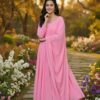 baby pink anarkali suit with dupatta for women elegant festive party wear for women festive wear