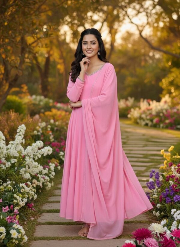 baby pink anarkali suit with dupatta for women elegant festive party wear for women festive wear