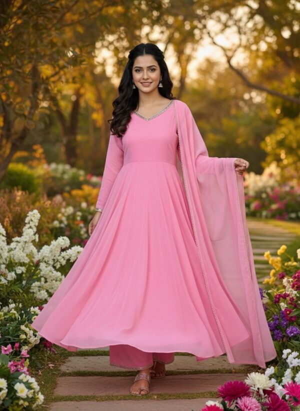 baby pink anarkali suit with dupatta for women elegant festive party wear for women festive wear
