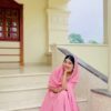 baby pink anarkali suit with dupatta for women elegant festive party wear for women festive wear