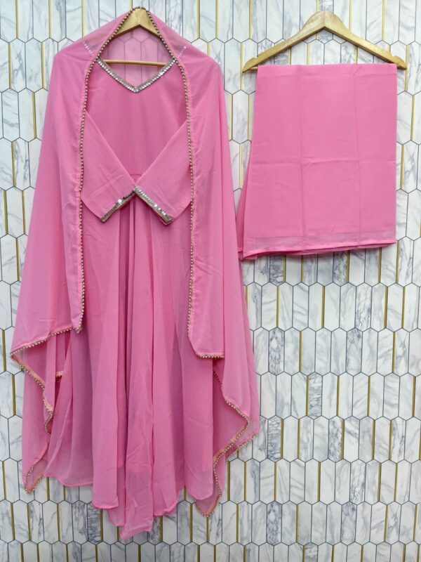 baby pink anarkali suit with dupatta for women elegant festive party wear for women festive wear