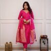 pink ethnic suit with jacquard dupatta for women festive traditional wear for women festive wear