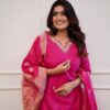 pink ethnic suit with jacquard dupatta for women festive traditional wear for women festive wear