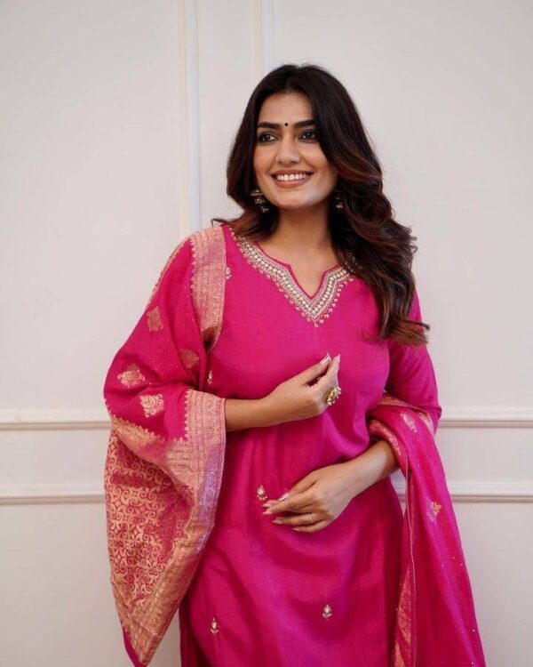 pink ethnic suit with jacquard dupatta for women festive traditional wear for women festive wear