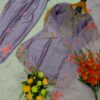 Lavender Japan satin Embroidered Kurta Set with Dupatta – Elegant Festive Wear for women festive wear