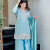 Silk Kurta Palazzo Set with Heavy Embroidery & Dupatta  Festive Wear for women festive wear