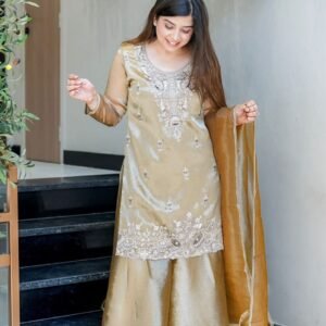 Silk Kurta Palazzo Set with Heavy Embroidery & Dupatta  Festive Wear for women festive wear