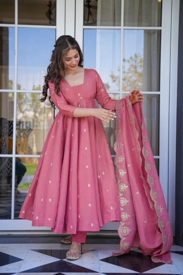 Dusty pink anarkali suit with dupatta for women festive party wear for women festive wear