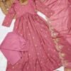 Dusty pink anarkali suit with dupatta for women festive party wear for women festive wear