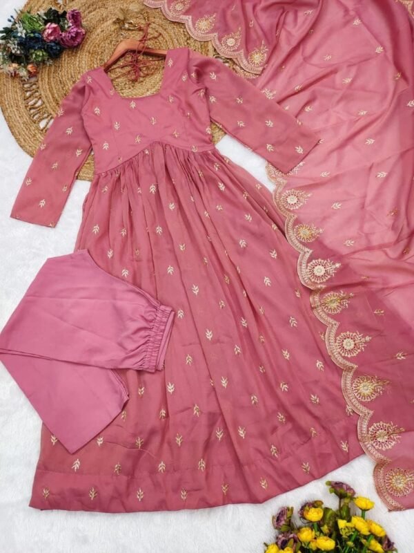 Dusty pink anarkali suit with dupatta for women festive party wear for women festive wear