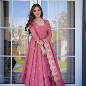 Dusty pink anarkali suit with dupatta for women festive party wear for women festive wear